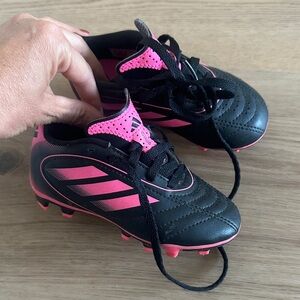 adidas Kids Black and Pink Soccer Cleats